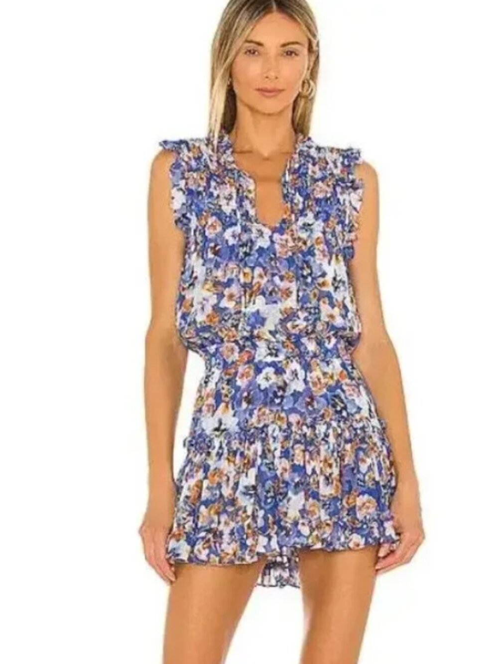 Misa Los Angles Alia Smocked Dress in Blue Pansy Size‎ XS